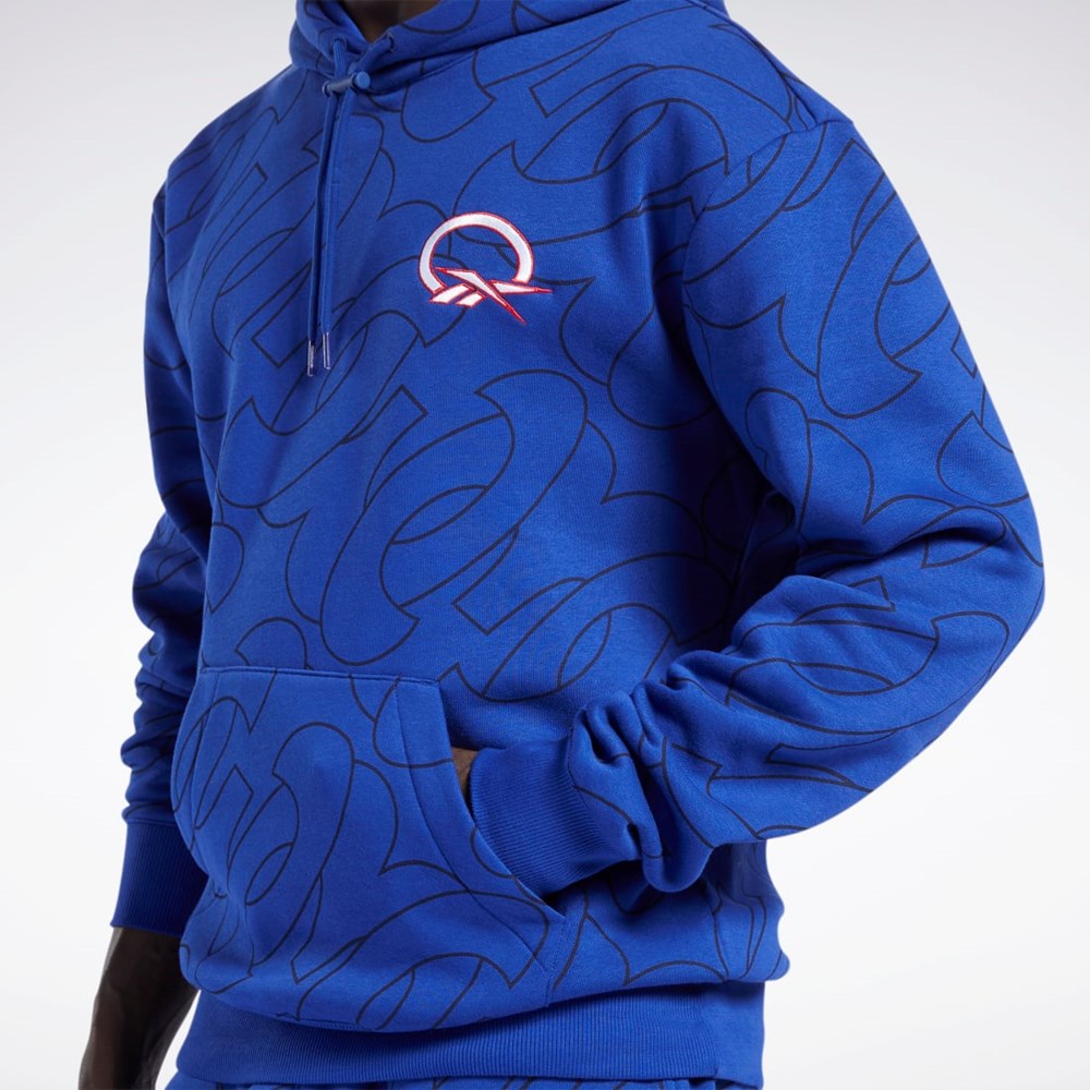 Reebok Basketball Question Allover Print Fleece Hoodie Classic Cobalt | AUL691832