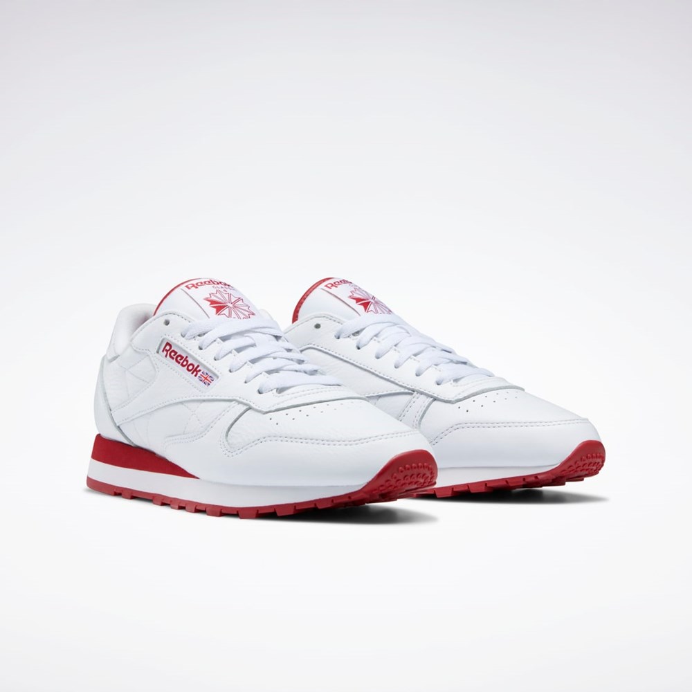 Reebok Classic Leather Shoes Hvide Rød Hvide | FQK720385