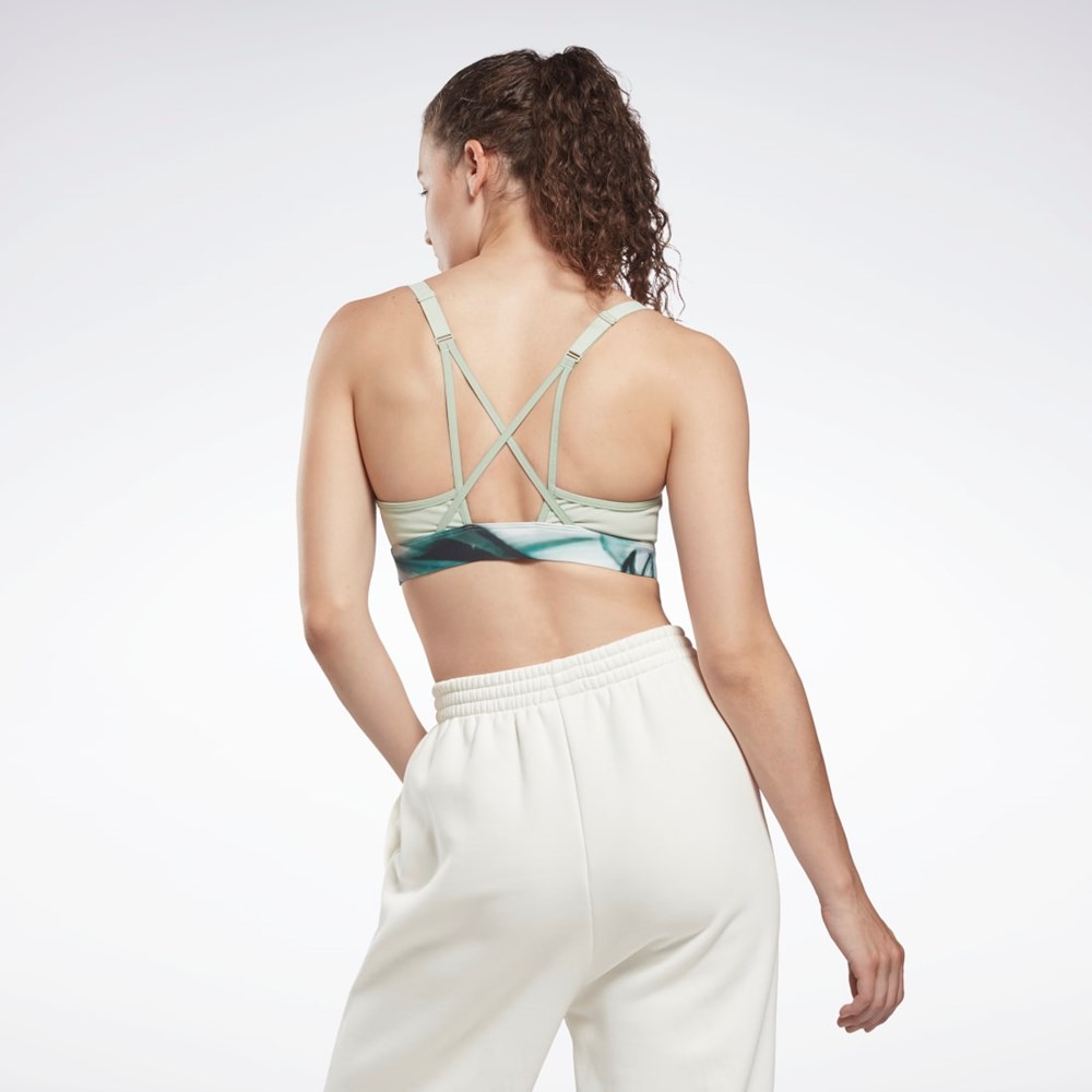Reebok Lux Strappy Liquid Abyss Print Sports Bra Lyse | XBS701983