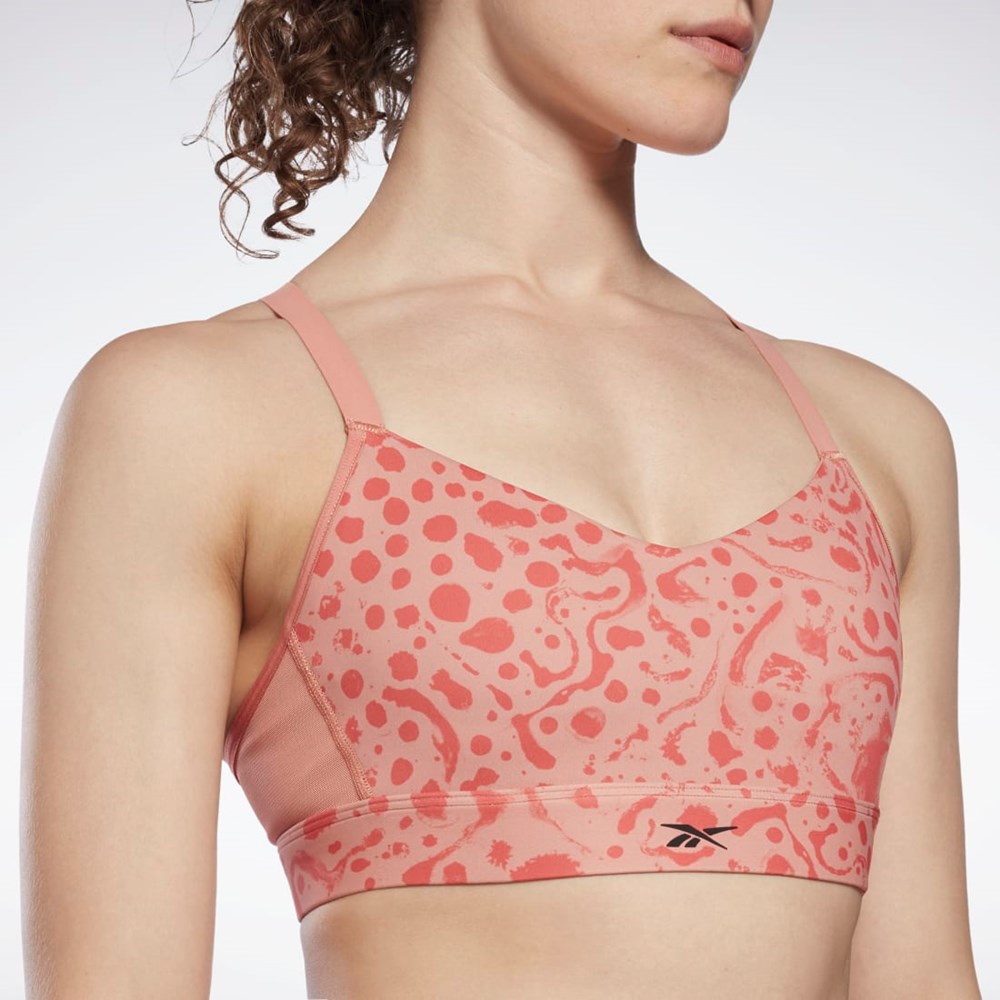 Reebok Lux Strappy Modern Safari Print Sports Bra Koral | VDQ706281