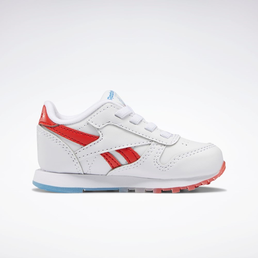 Reebok Popsicle Classic Leather Shoes - Toddler Hvide Blå Rød | IKE416950