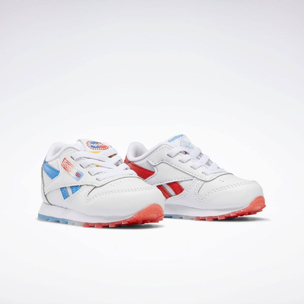 Reebok Popsicle Classic Leather Shoes - Toddler Hvide Blå Rød | IKE416950