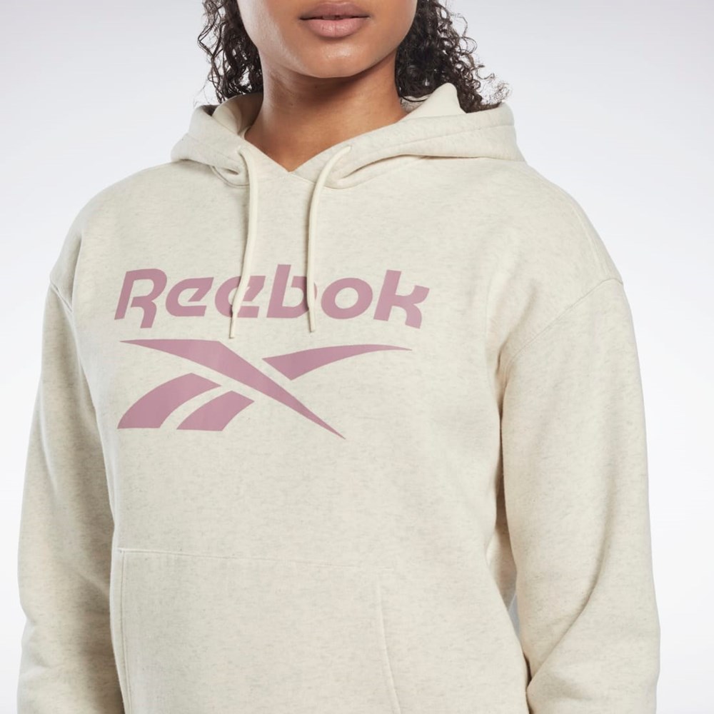 Reebok Reebok Identity Logo Fleece Pullover Hoodie Hvide | JXS697803